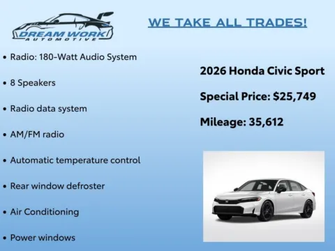 Photos of 2026 Honda Civic Sport for sale in Charlotte, NC at Dream Work Automotive