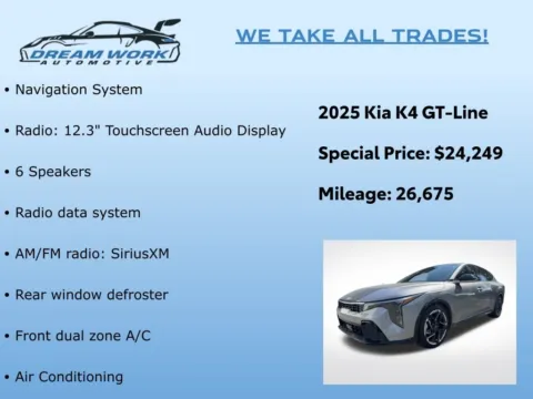 Photos of 2025 Kia K4 GT-Line for sale in Charlotte, NC at Dream Work Automotive