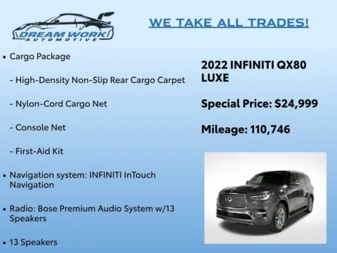 Photos of 2022 INFINITI QX80 LUXE for sale in Charlotte, NC at Dream Work Automotive