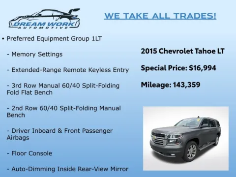 Photos of 2015 Chevrolet Tahoe LT for sale in Charlotte, NC at Dream Work Automotive