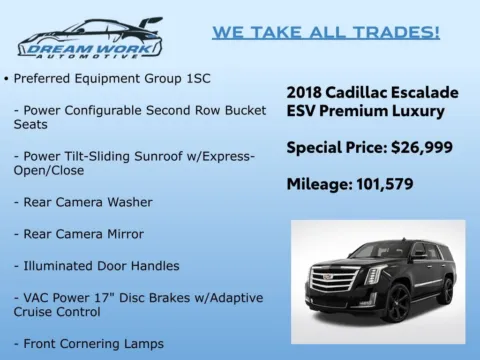 Photos of 2018 Cadillac Escalade ESV Premium for sale in Charlotte, NC at Dream Work Automotive