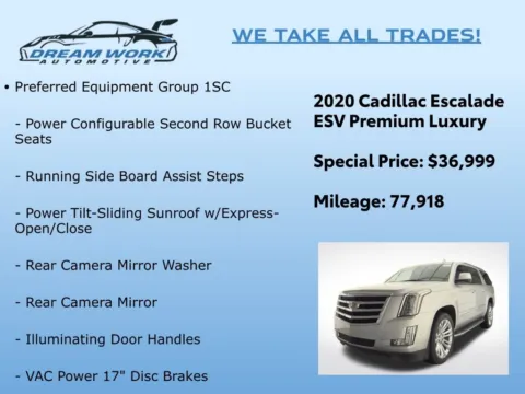 Photos of 2020 Cadillac Escalade ESV Premium for sale in Charlotte, NC at Dream Work Automotive