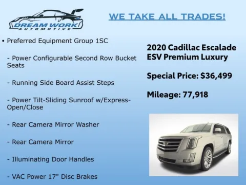 Photos of 2020 Cadillac Escalade ESV Premium for sale in Charlotte, NC at Dream Work Automotive