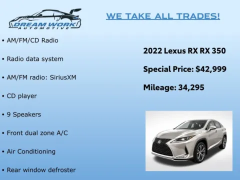 Photos of 2022 Lexus RX 350 for sale in Charlotte, NC at Dream Work Automotive