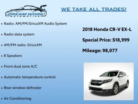 Photos of 2018 Honda CR-V EX-L for sale in Charlotte, NC at Dream Work Automotive