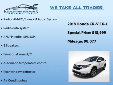 Photos of 2018 Honda CR-V EX-L for sale in Charlotte, NC at Dream Work Automotive