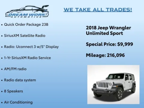 Photos of 2018 Jeep Wrangler Unlimited Sport for sale in Charlotte, NC at Dream Work Automotive