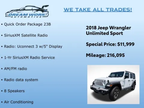 Photos of 2018 Jeep Wrangler Unlimited Sport for sale in Charlotte, NC at Dream Work Automotive