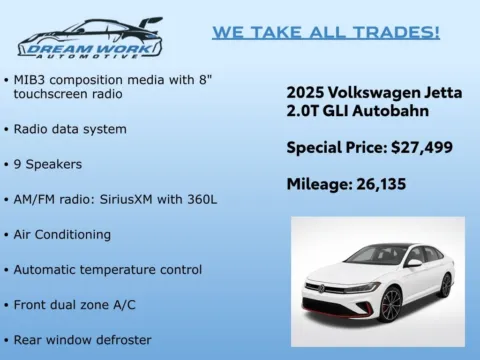 Photos of 2025 Volkswagen Jetta GLI 2.0T Autobahn for sale in Charlotte, NC at Dream Work Automotive