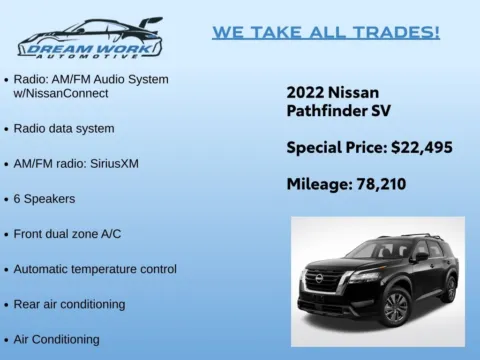 Photos of 2022 Nissan Pathfinder SV for sale in Charlotte, NC at Dream Work Automotive