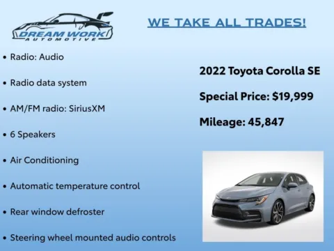 Photos of 2022 Toyota Corolla SE for sale in Charlotte, NC at Dream Work Automotive