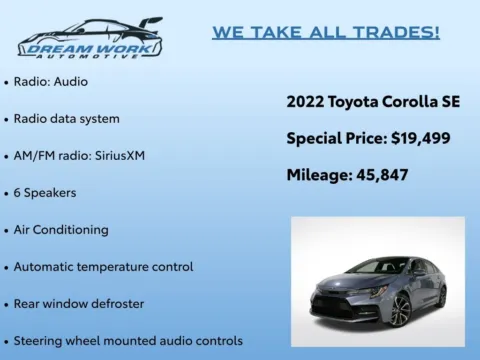 Photos of 2022 Toyota Corolla SE for sale in Charlotte, NC at Dream Work Automotive