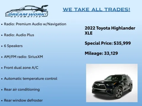 Photos of 2022 Toyota Highlander XLE for sale in Charlotte, NC at Dream Work Automotive
