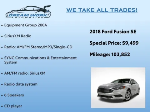 Photos of 2018 Ford Fusion SE for sale in Charlotte, NC at Dream Work Automotive