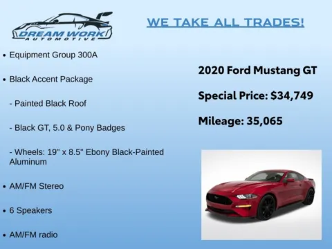 Photos of 2020 Ford Mustang GT for sale in Charlotte, NC at Dream Work Automotive
