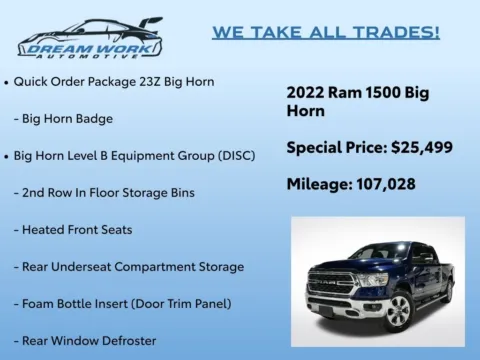 Photos of 2022 Ram 1500 Big Horn/Lone Star for sale in Charlotte, NC at Dream Work Automotive