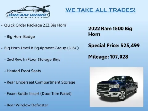 Photos of 2022 Ram 1500 Big Horn/Lone Star for sale in Charlotte, NC at Dream Work Automotive