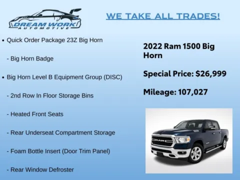Photos of 2022 Ram 1500 Big Horn/Lone Star for sale in Charlotte, NC at Dream Work Automotive