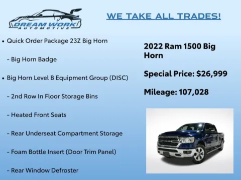 Photos of 2022 Ram 1500 Big Horn/Lone Star for sale in Charlotte, NC at Dream Work Automotive