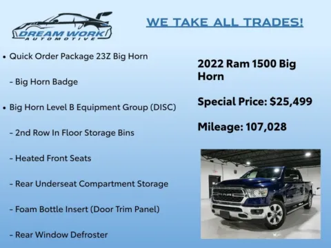 Photos of 2022 Ram 1500 Big Horn/Lone Star for sale in Charlotte, NC at Dream Work Automotive