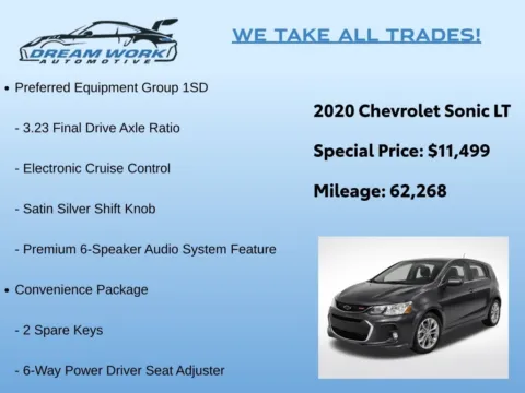 Photos of 2020 Chevrolet Sonic LT for sale in Charlotte, NC at Dream Work Automotive