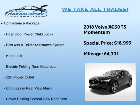 Photos of 2018 Volvo XC60 T5 Momentum for sale in Charlotte, NC at Dream Work Automotive