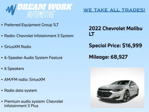 Photos of 2022 Chevrolet Malibu LT for sale in Charlotte, NC at Dream Work Automotive
