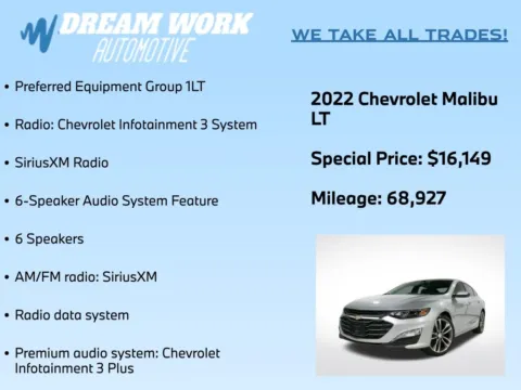 Photos of 2022 Chevrolet Malibu LT for sale in Charlotte, NC at Dream Work Automotive