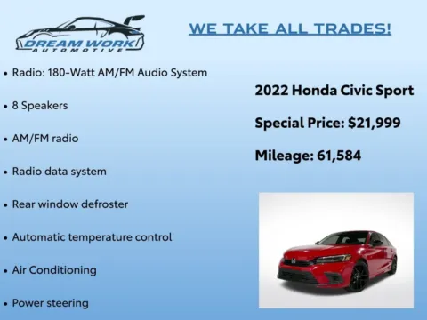 Photos of 2022 Honda Civic Sport for sale in Charlotte, NC at Dream Work Automotive