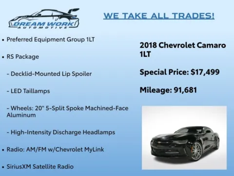 Photos of 2018 Chevrolet Camaro 1LT for sale in Charlotte, NC at Dream Work Automotive