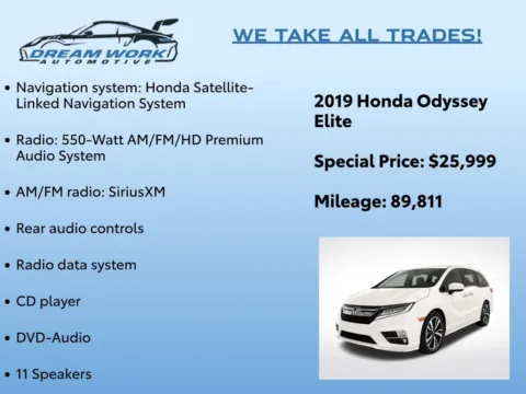 Photos of 2019 Honda Odyssey Elite for sale in Charlotte, NC at Dream Work Automotive