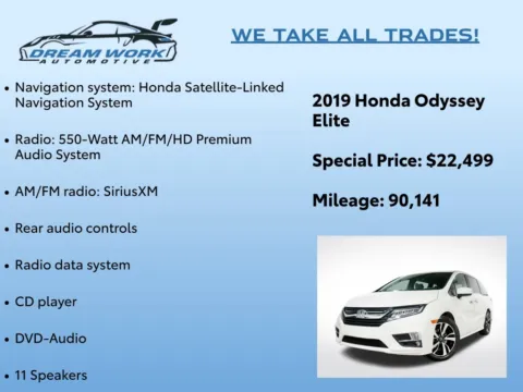 Photos of 2019 Honda Odyssey Elite for sale in Charlotte, NC at Dream Work Automotive
