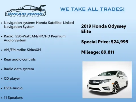 Photos of 2019 Honda Odyssey Elite for sale in Charlotte, NC at Dream Work Automotive