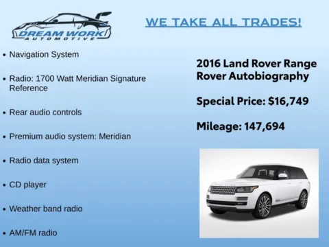 Photos of 2016 Land Rover Range Rover 5.0L V8 Supercharged Autobiography for sale in Charlotte, NC at Dream Work Automotive