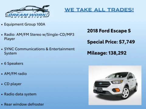 Photos of 2018 Ford Escape S for sale in Charlotte, NC at Dream Work Automotive