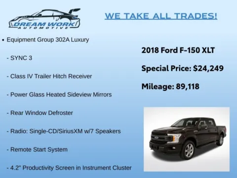 Photos of 2018 Ford F-150 XLT for sale in Charlotte, NC at Dream Work Automotive