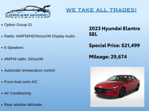 Photos of 2023 Hyundai Elantra SEL for sale in Charlotte, NC at Dream Work Automotive