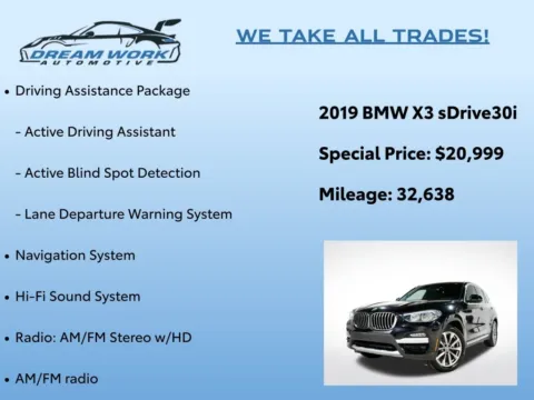Photos of 2019 BMW X3 sDrive30i for sale in Charlotte, NC at Dream Work Automotive