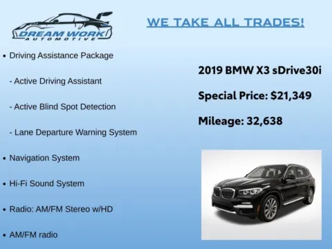 Photos of 2019 BMW X3 sDrive30i for sale in Charlotte, NC at Dream Work Automotive