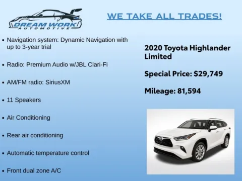 Photos of 2020 Toyota Highlander Limited for sale in Charlotte, NC at Dream Work Automotive