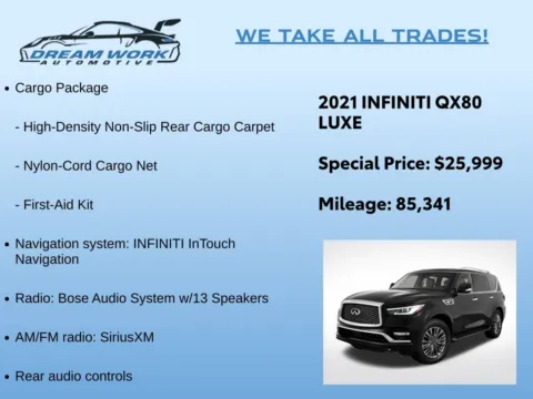 Photos of 2021 INFINITI QX80 LUXE for sale in Charlotte, NC at Dream Work Automotive