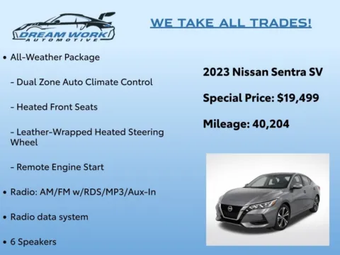 Photos of 2023 Nissan Sentra SV for sale in Charlotte, NC at Dream Work Automotive