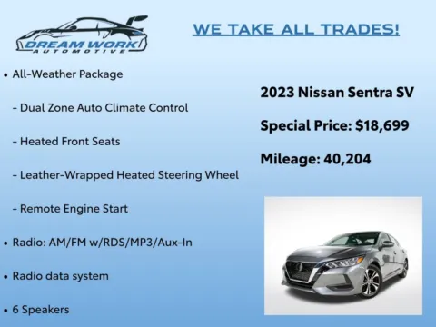 Photos of 2023 Nissan Sentra SV for sale in Charlotte, NC at Dream Work Automotive