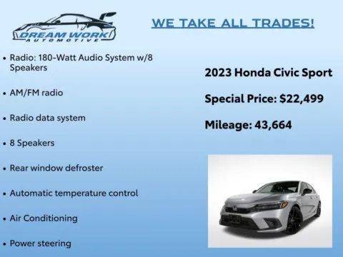 Photos of 2023 Honda Civic Sport for sale in Charlotte, NC at Dream Work Automotive