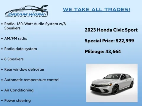 Photos of 2023 Honda Civic Sport for sale in Charlotte, NC at Dream Work Automotive
