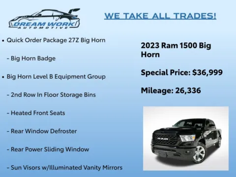 Photos of 2023 Ram 1500 Big Horn/Lone Star for sale in Charlotte, NC at Dream Work Automotive