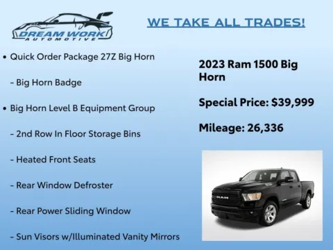 Photos of 2023 Ram 1500 Big Horn/Lone Star for sale in Charlotte, NC at Dream Work Automotive