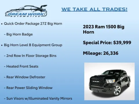 Photos of 2023 Ram 1500 Big Horn/Lone Star for sale in Charlotte, NC at Dream Work Automotive