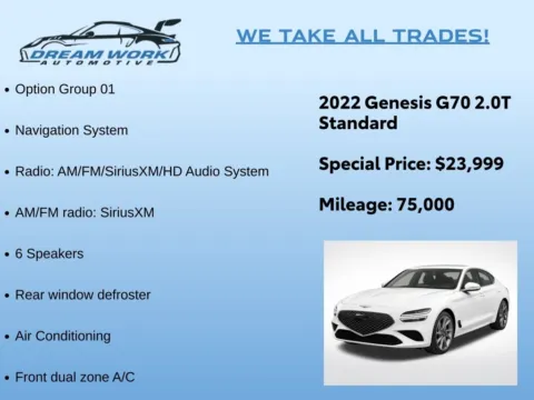 Photos of 2022 Genesis G70 2.0T for sale in Charlotte, NC at Dream Work Automotive