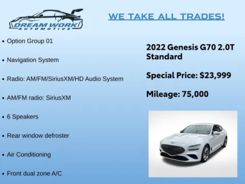 Photos of 2022 Genesis G70 2.0T for sale in Charlotte, NC at Dream Work Automotive